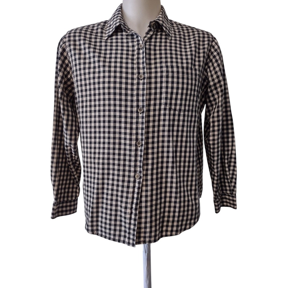 Evan Picone Shirt Womens Size 16 Lumberjack Plaid Button Up Collared Long Sleeve